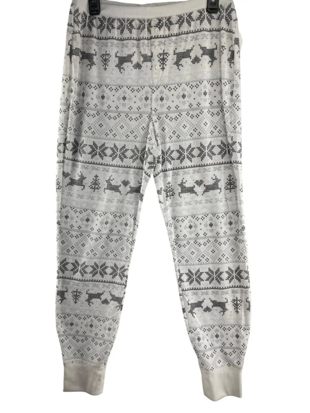 Sonoma Womens Size M 2-Piece Thermal Pajama Set With Reindeer & Snowflake Print